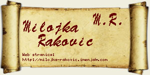 Milojka Raković vizit kartica